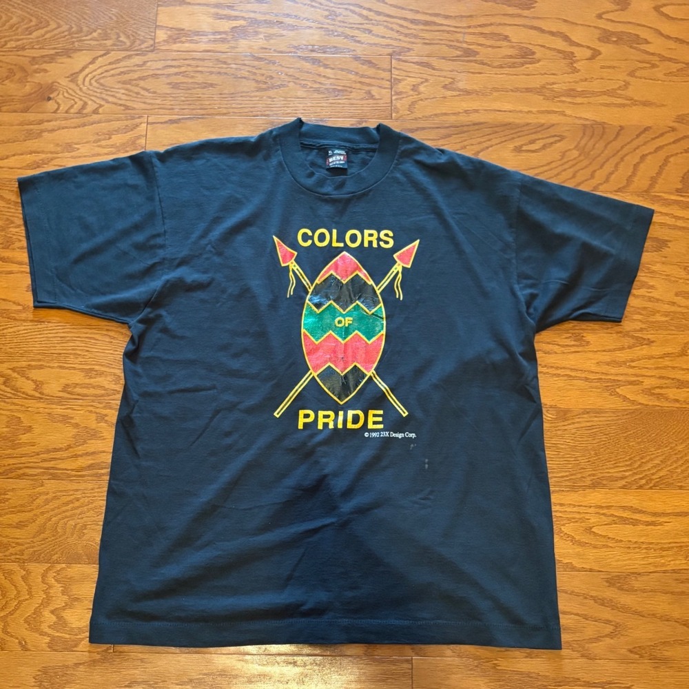 Vintage 1990s Colors of Pride Shirt Mens XL Pan-African Shield Design Corp USA